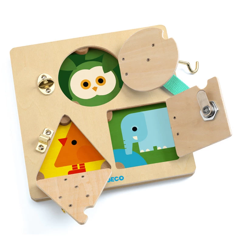Djeco Lock Basic Wooden Puzzle Board 3 Djeco Lock Basic Wooden Puzzle Board