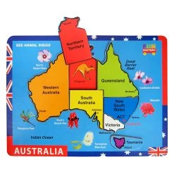 Fun Factory Australia Map Raised Wooden Puzzle