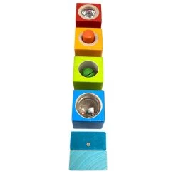 Haba Sound Block Blue Kaleidoscope -Toy Specialty Store HABAAudibleBlocks ALLvert