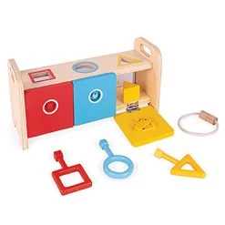 Janod Essentials Shapes Box With Keys -Toy Specialty Store J05065 zoom1