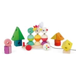 Janod Giant Multicolour Pull Along Block Train -Toy Specialty Store JAN08202 04