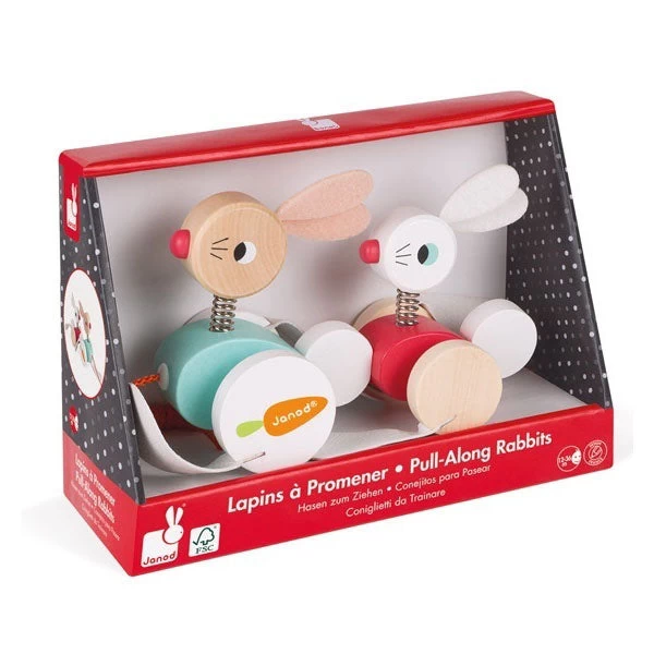 Janod Pull Along Rabbits 4 Janod Pull Along Rabbits - Image 2