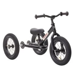 Black Vintage 2 In 1 Metal Trybike With Black Tyres & Seat