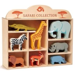 Tender Leaf Toys Wooden Safari Animals With Display