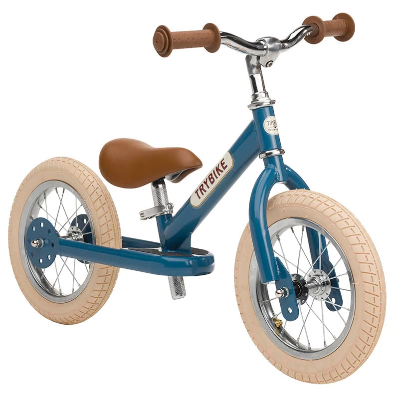 Blue Vintage 2 In 1 Metal Trybike With Cream Tyres 4 Blue Vintage 2 In 1 Metal Trybike With Cream Tyres - Image 2