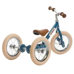 Blue Vintage 2 In 1 Metal Trybike With Cream Tyres 12 Blue Vintage 2 In 1 Metal Trybike With Cream Tyres -Toy Specialty Store TRY06142 4