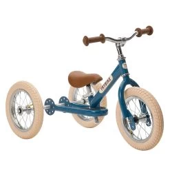 Blue Vintage 2 In 1 Metal Trybike With Cream Tyres