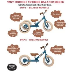 Grey Vintage 2 In 1 Metal Trybike With Black Tyres -Toy Specialty Store TRY06144 5