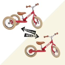 Red Vintage 2 In 1 Metal Trybike With Cream Tyres -Toy Specialty Store TRY06175 3