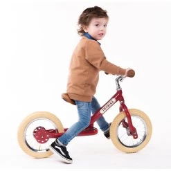Red Vintage 2 In 1 Metal Trybike With Cream Tyres -Toy Specialty Store TRY06175 5